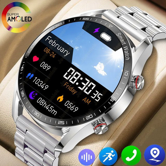 Jooeniok Smartwatch für Herren in Silber mit Bluetooth-Anruffunktion, EKG, PPG und Gesundheitsüberwachung, wasserdicht und mit Vollbild-Touch-Display - Bild 1