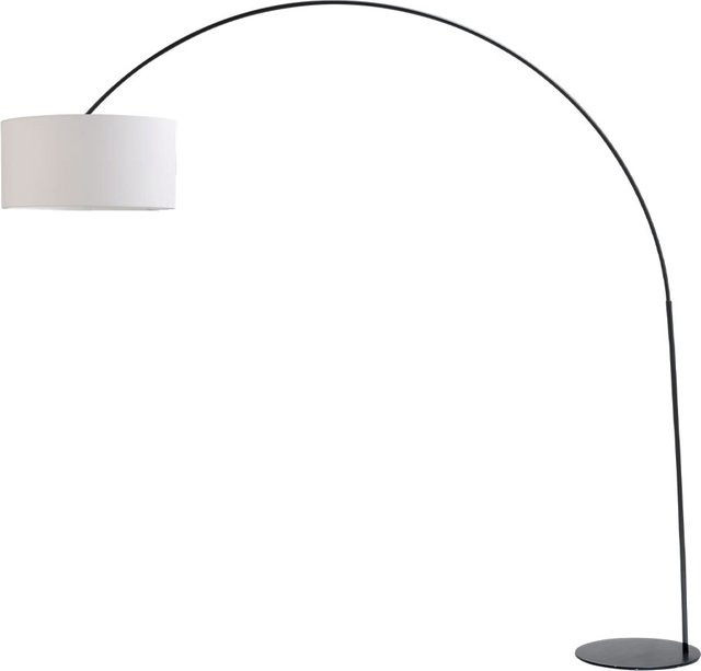 Masterlight Arch XXL Bogenleuchte in Schwarz matt mit weißem Chintz-Stoffschirm - Bild 1