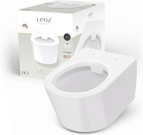 LENZ Wand-WC Melva aus Keramik in Weiß mit Washdown-System und randlosem Design, B/T/H: 36,0 x 52,5 x 35,0 cm - Bild 1