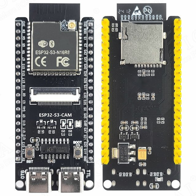 ESP32-S3 Entwicklungsboard mit 2,4G WLAN-Erweiterungsmodul, OV2640 Kameramodul, 8MB PSRAM, 16MB FLASH, Typ-C Anschluss, Schwarz - Bild 1