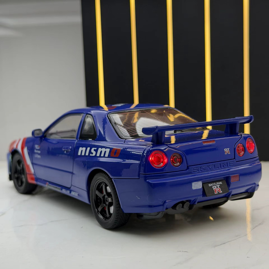 MINI AUTO GTR R34 Straßenauto, Sportwagen Modell, 1:24, Metall, Blau - Bild 2