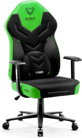 Diablo Chairs X-Gamer Gamingstuhl aus Stoff in Schwarz-Grün Green Emerald