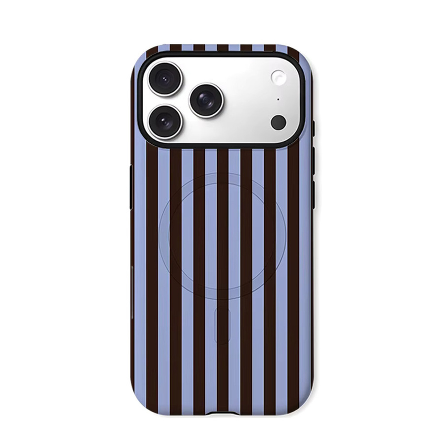 CaseChic MagSafe Schutzhülle mit mattem Bumper und kontrastierenden braunen und blauen Streifen für iPhone 17 16 15 14 Plus Pro Max - Bild 6