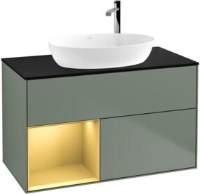 V&B Waschtischunterschrank Finion 100 Wandbeleuchtung in Blau glänzend B/T/H: 100 x 50,1 x 50,1 cm - Bild 1