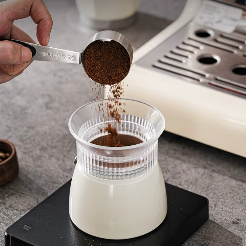 JUSTINLAU Moka Pot Dosierung mit Anti-Überlauf-Kaffeetrichter, kompatibel mit Einzel- und Doppelventil, drehbarer Kaffeepulververteiler, transparent, 150/300ml - Bild 2
