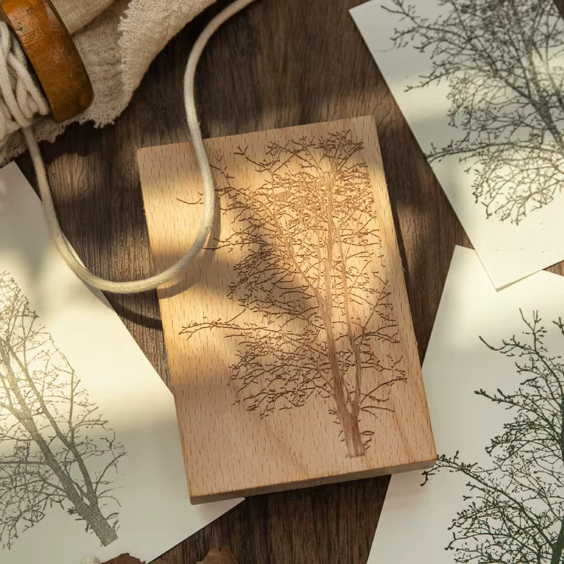 JIANQI Holzstempelset mit Pflanzen- und Baummotiven für DIY-Kartenherstellung und Scrapbooking - Bild 1