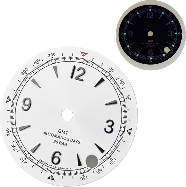 Seiko Zifferblatt, grünes Lume-Gehäuse, Edelstahl, Weiß, Unisex - Bild 1