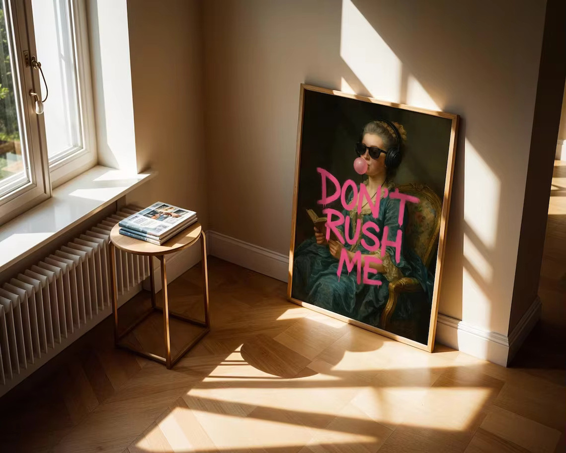 Moderner Graffiti-Kunstdruck Don't Rush Me in Multicolour als Tischdeko mit Typografie-Design - Bild 2
