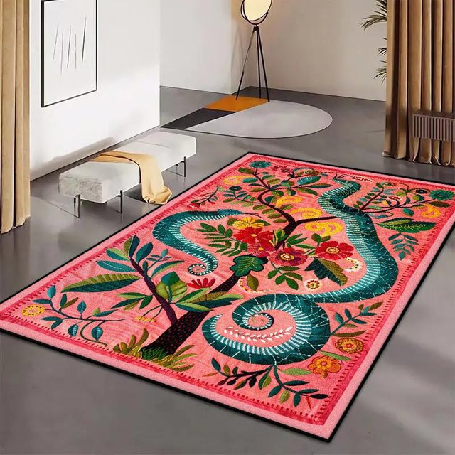 Karpetti Moderner Abstrakter Teppich mit Streifenmuster, Mehrfarbig, Rutschfest und Waschbar, B/T: 60 x 90 cm - Bild 1