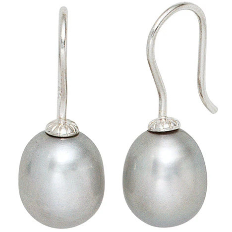 Colfem Ohrhänger 925 Sterling Silber, graue Süßwasser Perlen, Damen - Bild 1