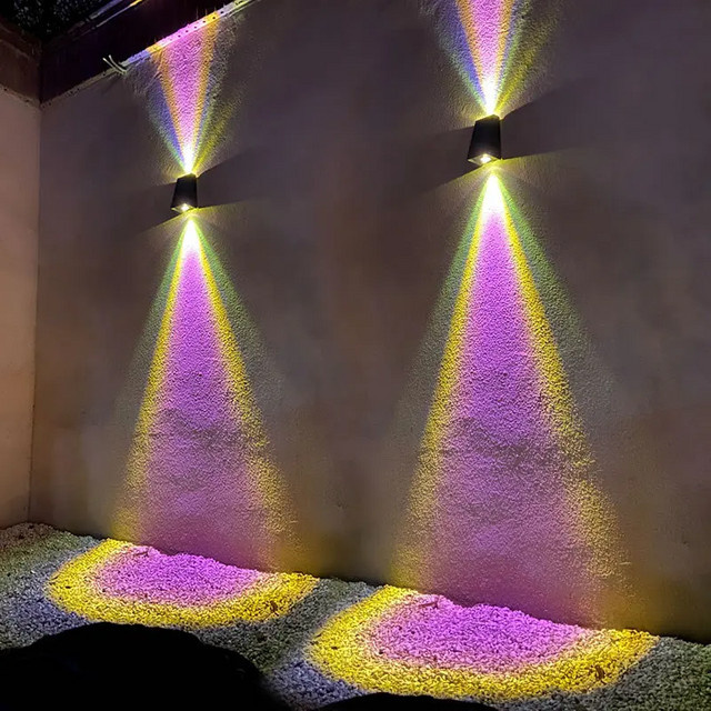 Feimefeiyou Solare Außenleuchten für Garten und Treppe, Moderne Wandlampen mit Auf- und Abwärtslicht in Schwarz, Rechteckig mit Dämmerungssensor - Bild 1