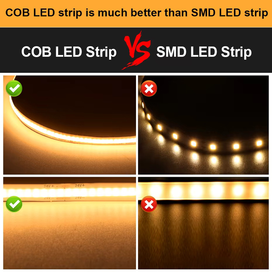 Asign COB LED Streifen Licht 24V selbstklebend für Dekorationsbeleuchtung in Warmweiß, Rot, Grün, Blau, Pink oder Gold - Bild 6