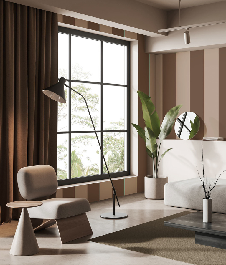 KEK Amsterdam Mural Wallpaper Bold Stripes 1 Uyterlinde in Multicolour, Non-Woven, Modern Abstract Design, Breite: 280 cm, Höhe: 280 cm - Bild 1