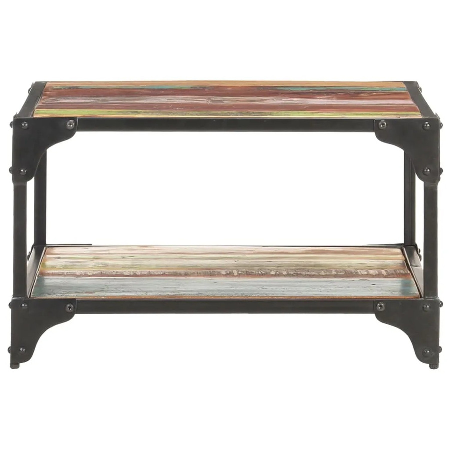 vidaXL Couchtisch aus Massivholz in Teak und Mango im Industrial Design, B/T/H: 60 x 60 x 35 cm - Bild 2