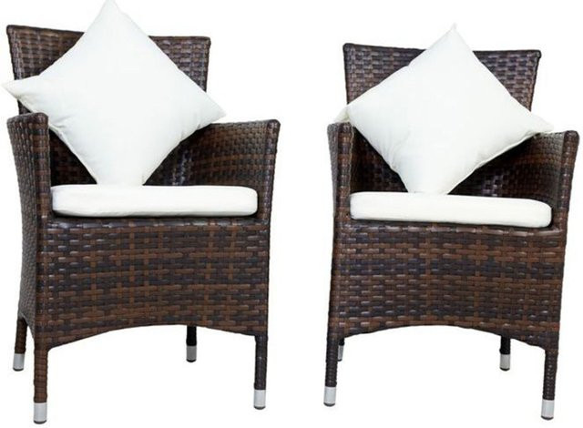 OUTFLEXX 2er-Set Sessel aus Polyrattan in braun marmoriert mit Polstern und Kissen für Garten, Balkon oder Terrasse - Bild 1