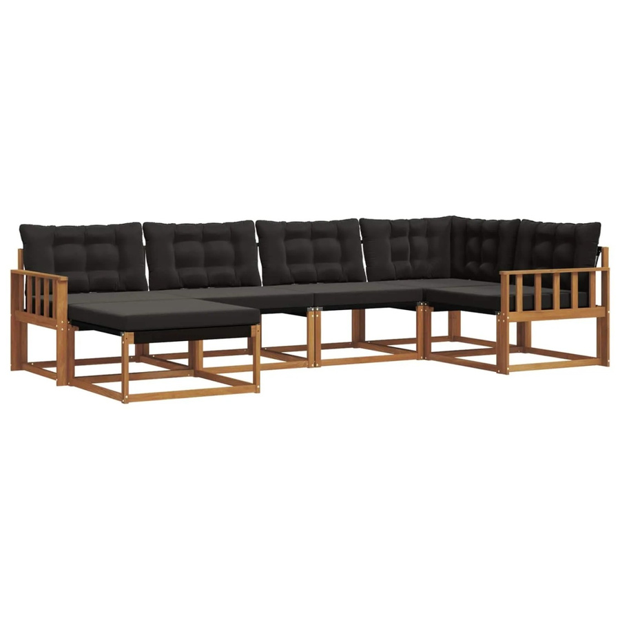vidaXL Outdoor-Sofagarnitur 18-tlg. aus Akazienholz in Braun und Schwarz mit Kissen und Textilene-Elementen - Bild 2
