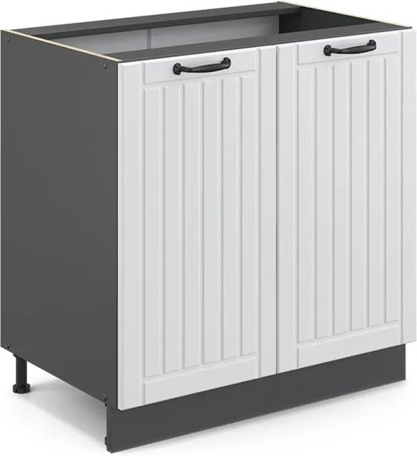Vicco Spülenunterschrank Fame-Line in Weiß und Anthrazit im Landhausstil mit Regal und internen Fachböden ohne Arbeitsplatte, Breite: 80 cm - Bild 1