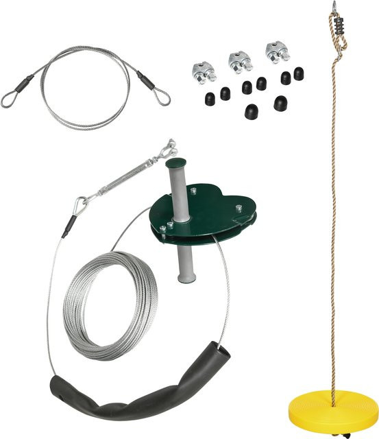 Outsunny Kinderseilrutsche, Garten-Seilrutsche, Gelb, 6-10 Jahre - Bild 1