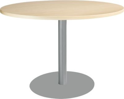 Schäfer Shop Select Besprechungstisch BST für bis zu 6 Personen, runder Tisch mit Tellerfuß, Farbe Ahorn/weißaluminium, B: 120 cm, T: 120 cm, H: 61,7-81,7 cm - Bild 1
