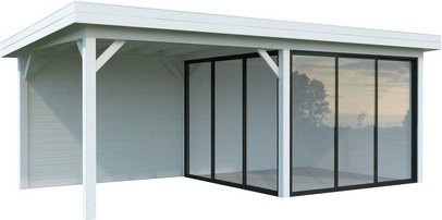 PALMAKO Pavillon Lenna aus Fichtenholz in Weiss mit Pultdach, B/T/H: 588 x 300 x 245 cm - Bild 1