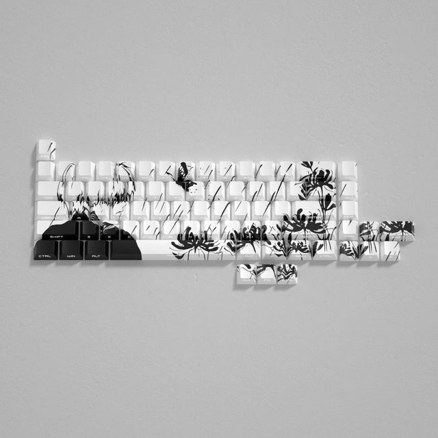 Tokyo Ghoul Kaneki Ken Tastenkappen Set aus PBT im Cherry Profil für mechanische Tastaturen, 130 Stück, Weiß - Bild 1