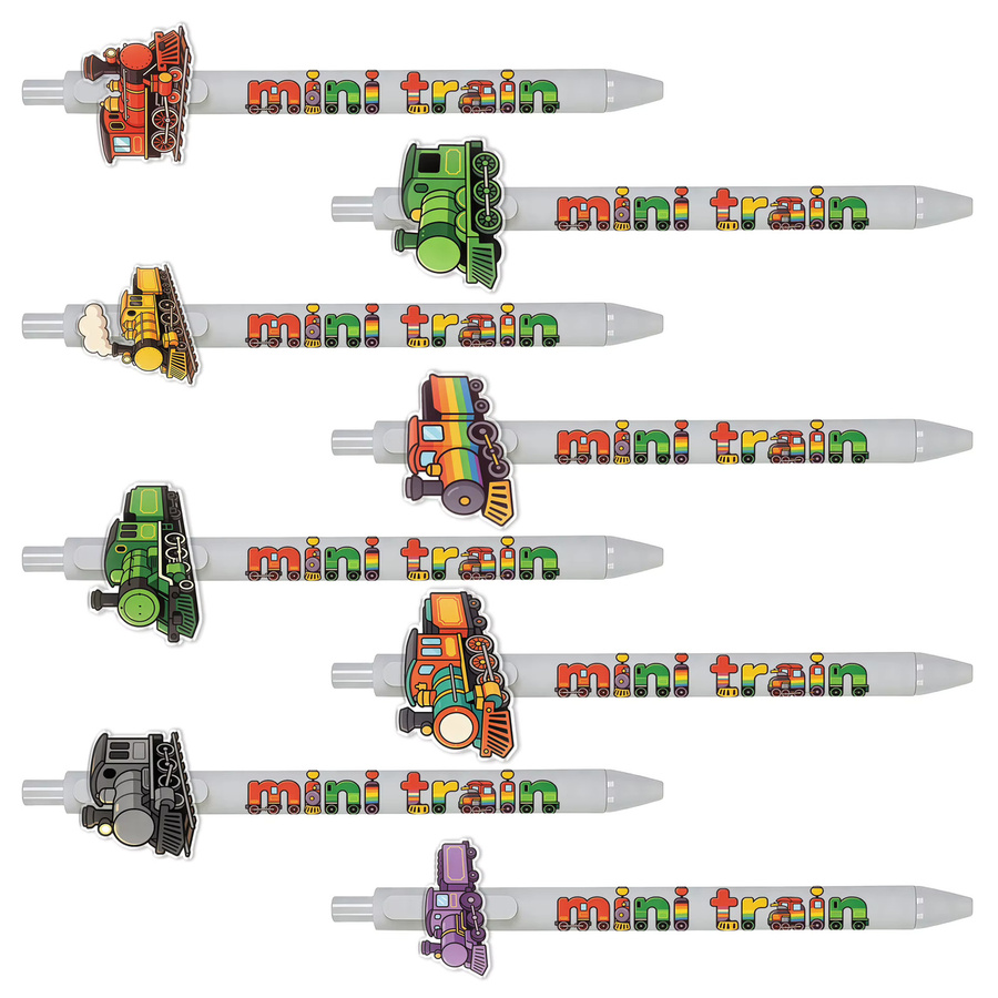 12 Stück kreative Kugelschreiber in Eisenbahnform, bunte Schreibstifte mit zufälligen Mustern - Bild 2