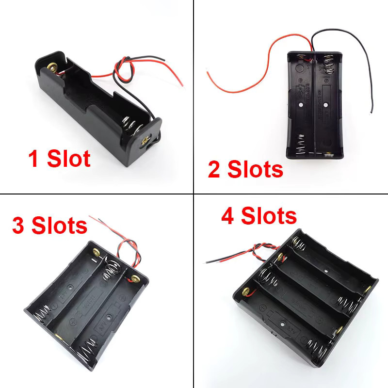 5er-Set Gakaki Batteriehalterungen für AA-Batterien mit Kabeln in Schwarz - Bild 2