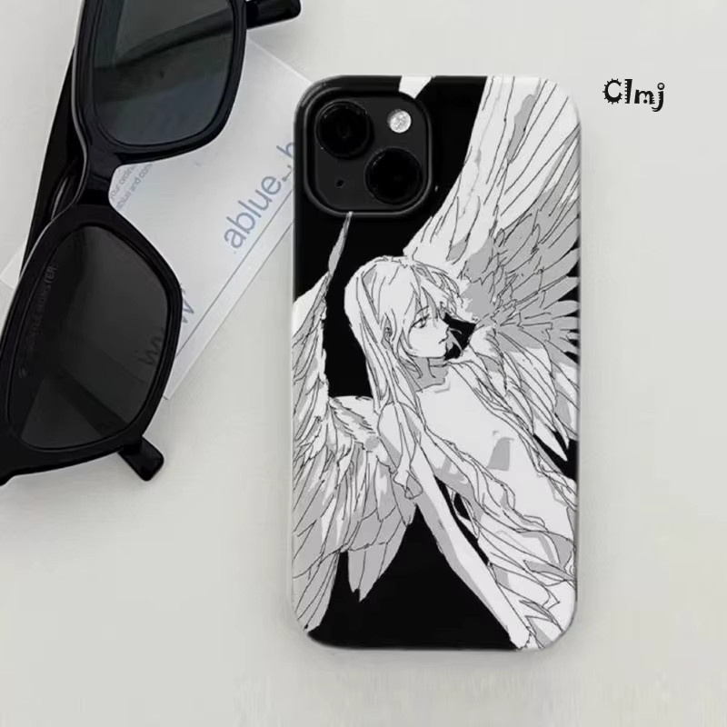 Clmj Engel Handyhülle mit glänzendem Design für iPhone 11 bis iPhone 16 Pro Max, Multicolor, Hard PC-Abdeckung - Bild 2