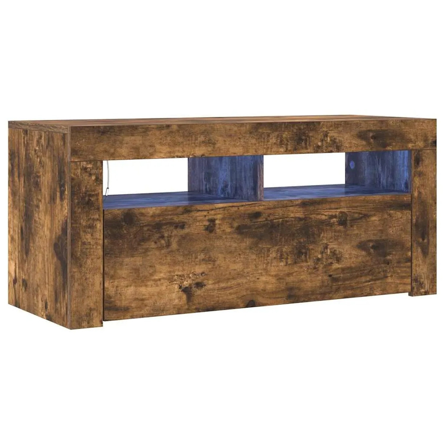 vidaXL TV-Schrank mit LED-Leuchten in Räuchereiche, modern, B/T/H: 90 x 35 x 40 cm - Bild 2