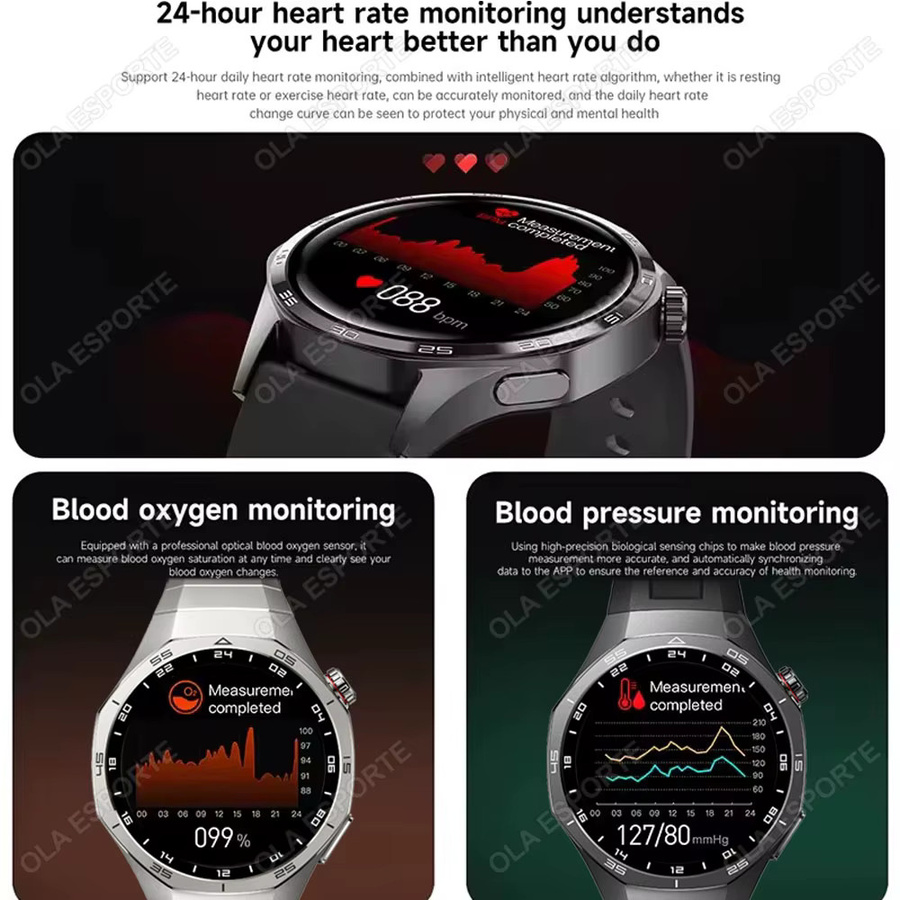 Ola Esporte Watch 5 Pro GPS NFC Smartwatch für Herren in Schwarz mit AMOLED-Bildschirm, Herzfrequenzmesser und Bluetooth-Anrufen, IP68 wasserdicht - Bild 4