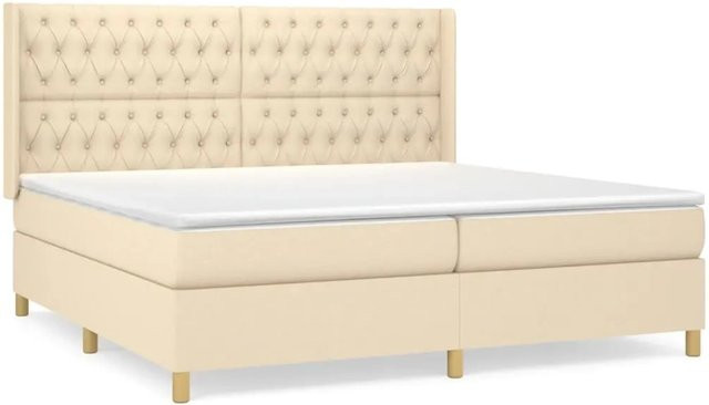 vidaXL Boxspringbett Hybrid mit Matratze und Kopfteil, Farbe Creme, B/T/H: 200 x 200 x 118 cm - Bild 1