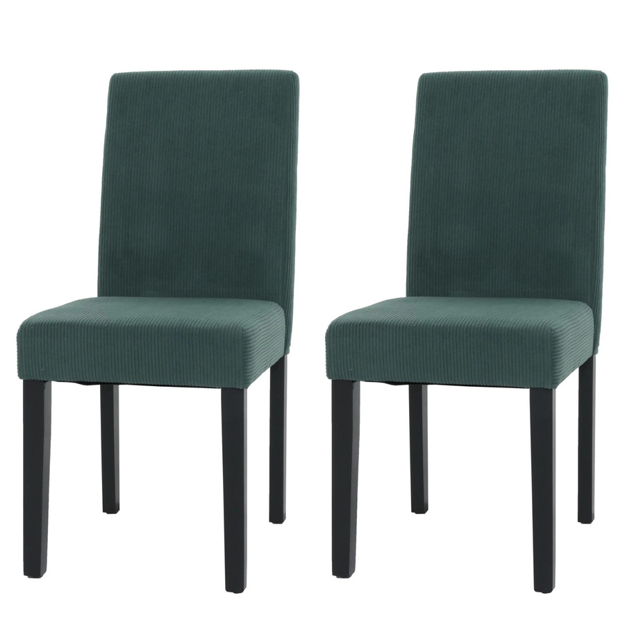 CHEFGASTRO Esszimmerstuhl 2er-Set in Grün mit Cord-Stoff und Holzbeinen, B/T/H: 90 x 42 x 50 cm, Sitzhöhe: 47 cm - Bild 2