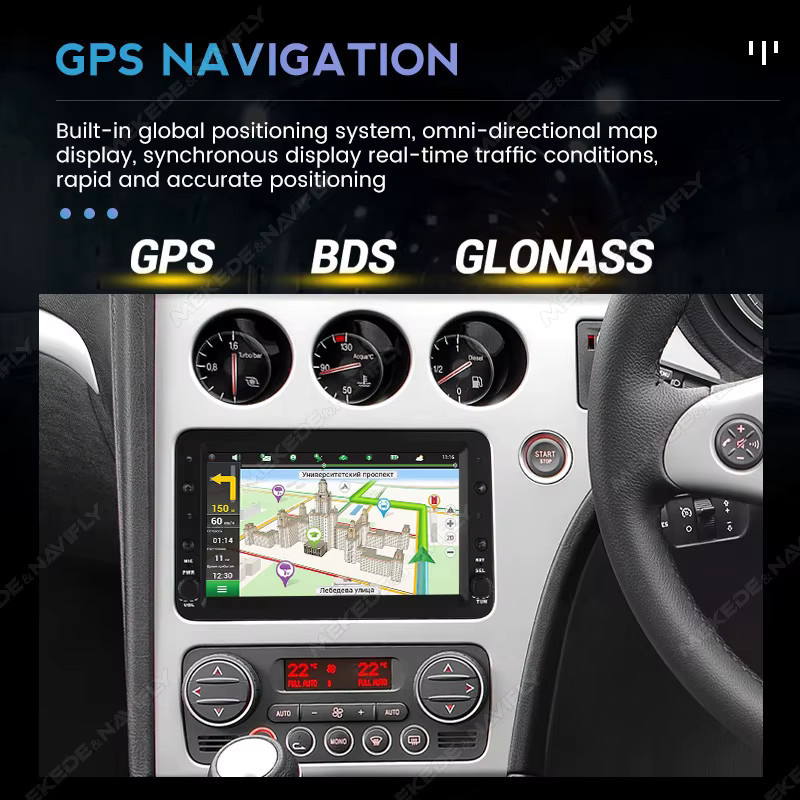 NAVIFANS Autoradio mit 7 Zoll Touchscreen, 2 GB RAM + 64 GB Speicher, Carplay, GPS und Wifi für Alfa Romeo 159 Brera Spider Sportwagon, Schwarz - Bild 2