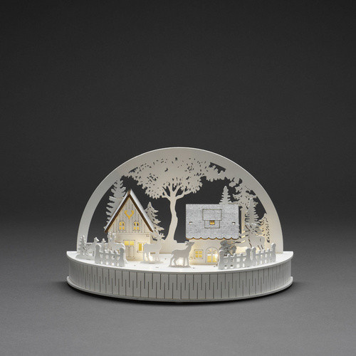 Konstsmide LED Holzsilhouette Häuser und Rentiere für Weihnachten, Weiss, B/H/T: 15 x 18 x 30 cm - Bild 4