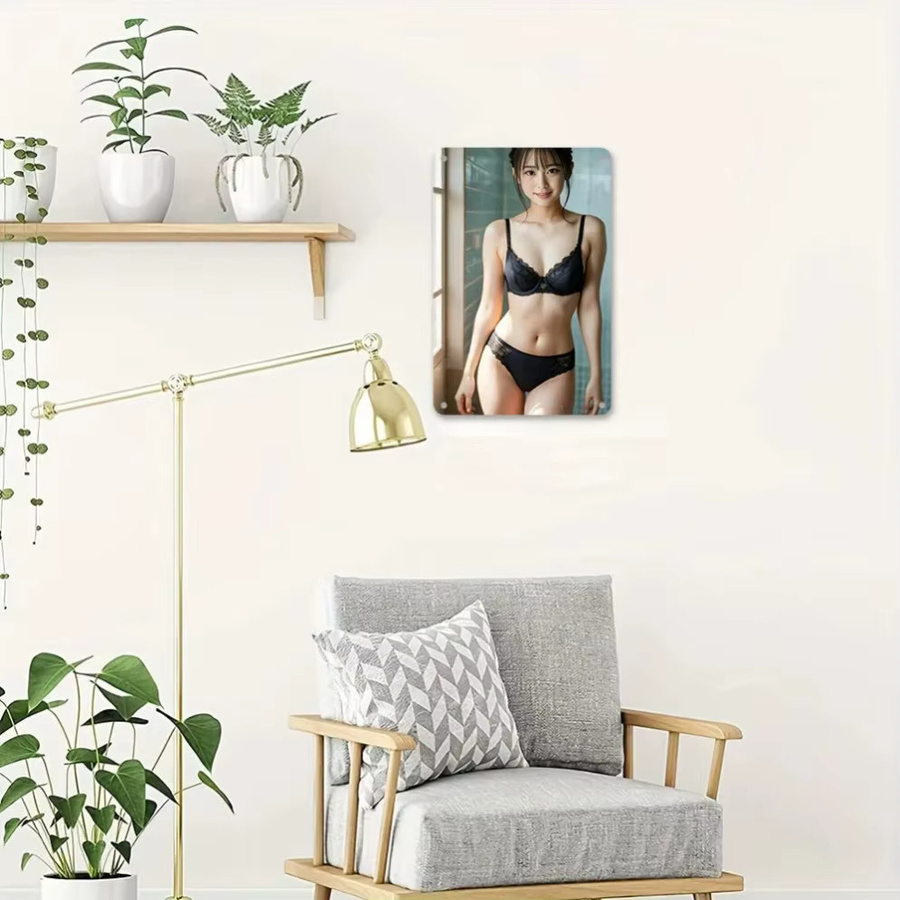 Retro Metallblechschild CIFBUY Wandkunst Portrait Frau Mehrfarbig B: 20,3 cm, H: 30,5 cm - Bild 3