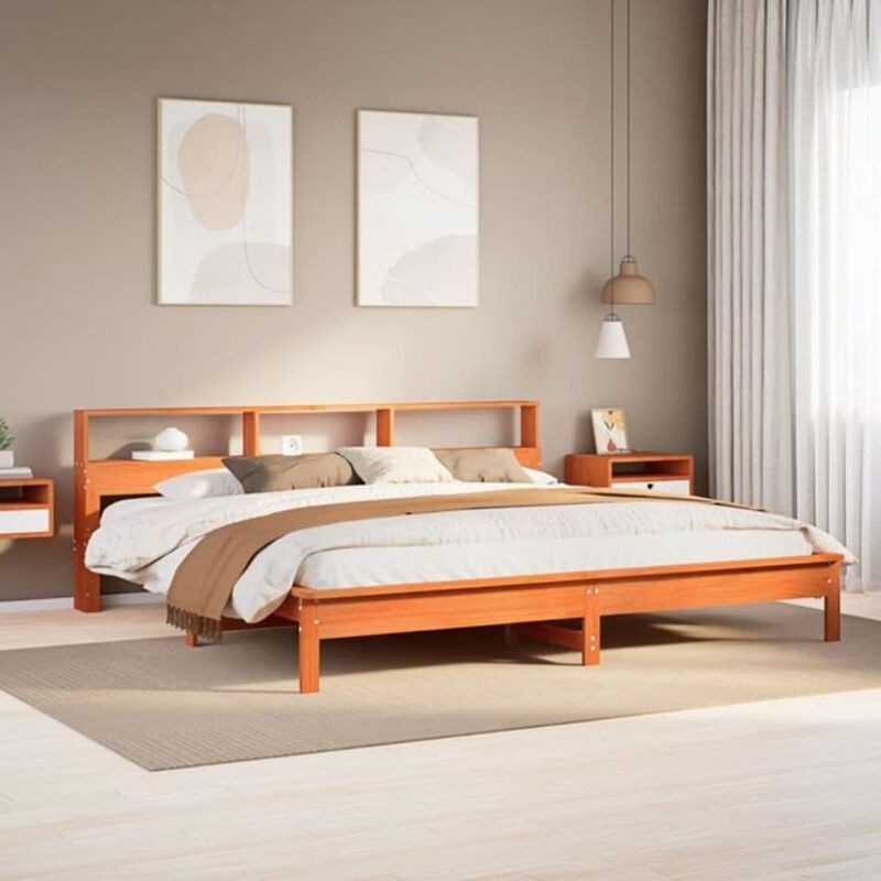 Massivholzbett aus Kiefernholz von Vidaxl in Braun, B/T: 200 x 200 cm - Bild 1