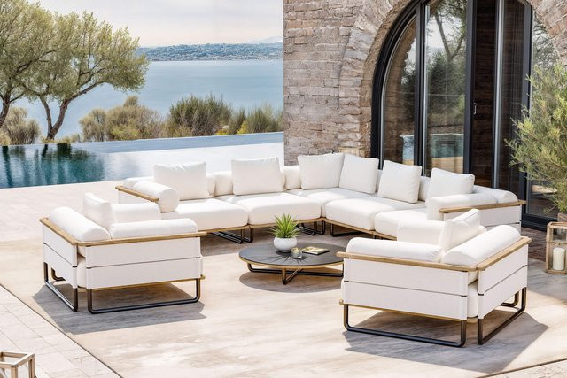 PLOSS Reverie XL Gartenlounge in L-Form mit Kissen, Farbe Anthrazit, aus pulverbeschichtetem Aluminium und wetterfestem Polyacryl, B/T/H: 110 x 90 x 50 cm - Bild 1