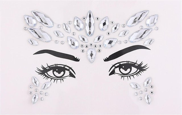 Strass Gesicht Dekorative Aufkleber, Kristall Make-Up Aufkleber, Glänzend - Bild 1