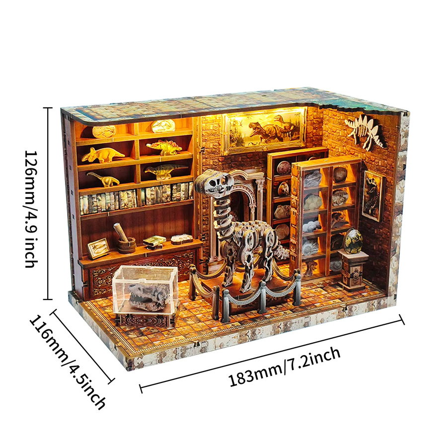 music park Dinosaurier-Labor-Bücherregal, 3D-Holzpuzzle, mit Beleuchtung - Bild 2