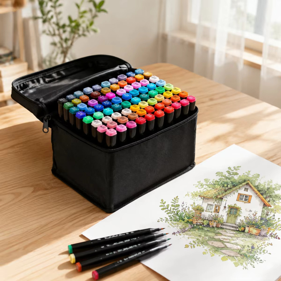 120 Farben Doppelstift Marker Set mit Aufbewahrungsbox für Künstler und Studenten in Multicolour - Bild 3
