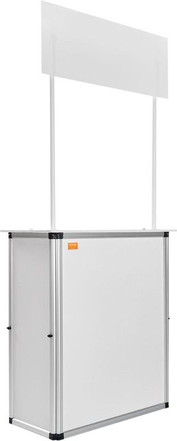 Tragbarer Messestand-Podesttisch von Buying Solutions, MB in Weiß mit Holzplatte und Aluminiumlegierung, B/T/H: 78,5 x 38 x 181,5 cm - Bild 1