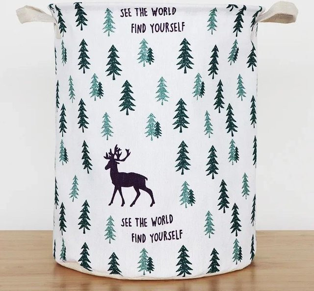 Faltbarer Aufbewahrungseimer von Yiran Furniture aus Baumwollstoff in Weiß mit Griffen für Kleidung und Spielzeug - Bild 1