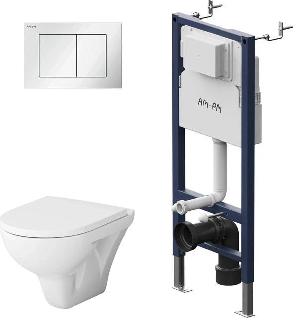 AM.PM Wand-WC Set Prime Fit mit Vorwandelement, Spülkasten und Drückerplatte in Weiß - Bild 1