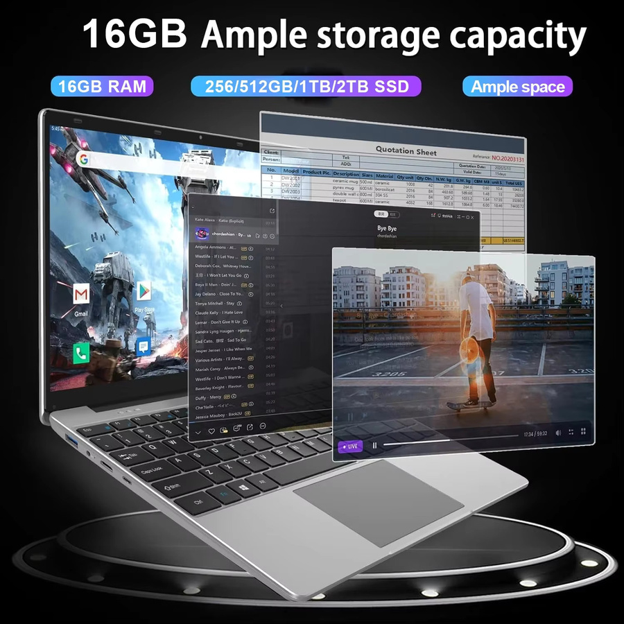 Gaming-Laptop mit Windows 11 Pro, Intel Core i9-10980HK, 16GB RAM, 1TB SSD, 16 Zoll, Silber/Grau - Bild 2