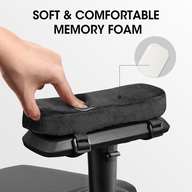 Memory Foam Stuhl Armlehne Pads für Büro und Gaming, rechteckige Ellenbogen Kissen in Grau und Schwarz - Bild 1