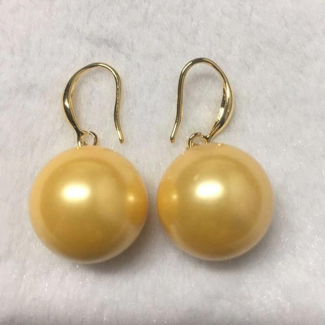 Wucifang Jewelry Ohrring, Gelb Shell Perle, Tropfen Haken, Damen, beige - Bild 1