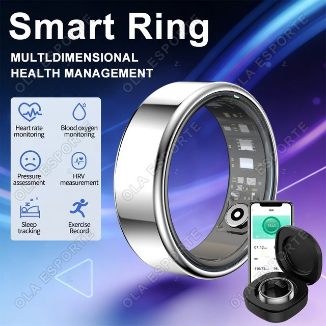 Ola Esporte Smartring in Gold mit Gesundheitsmanagement-Funktionen für Herzfrequenz, Blutsauerstoff, Blutdruck und Schlafüberwachung, wasserdicht, kompatibel mit Android und iOS - Bild 1