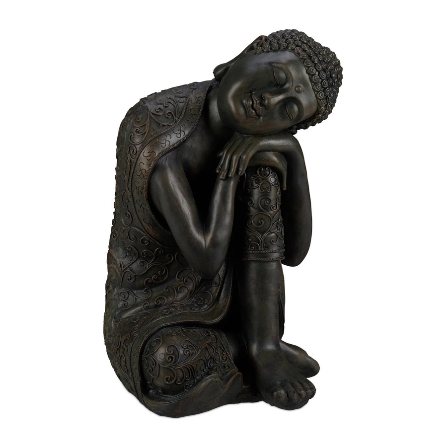 Relaxdays Buddha Figur aus Polyresin in Dunkelgrau mit geneigtem Kopf, wetterfest und frostsicher, H x B x T: 60 x 35 x 35 cm - Bild 2