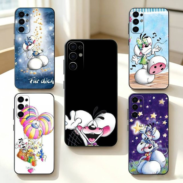 Handyhülle mit niedlichem Cartoon-Maus-Design aus schwarzem Silikon für Samsung Galaxy S25 S24 S23 S22 S21 S20 S30 Ultra Plus FE Lite - Bild 1