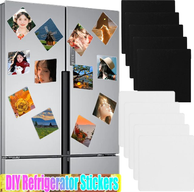 DIY Foto Kühlschrank Magnete Set zur Personalisierung als quadratische Aufkleber für Küche und Zuhause - Bild 1